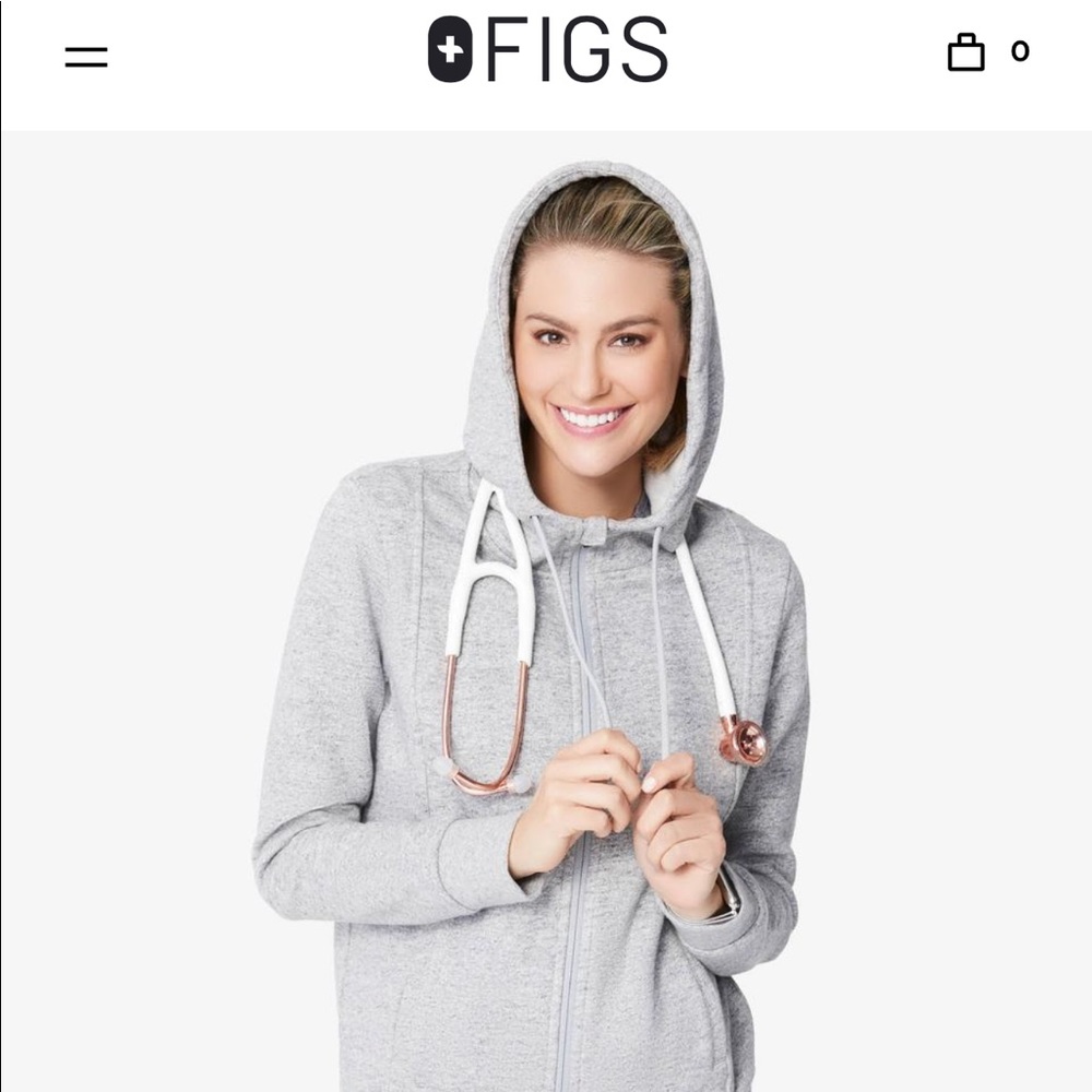 Figs Hoodie- Womens size M in a marled gray color.